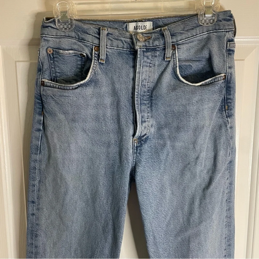 AGOLDE  Blue Straight Jeans with ButtonFly Size 27 medium wash retro chic preppy